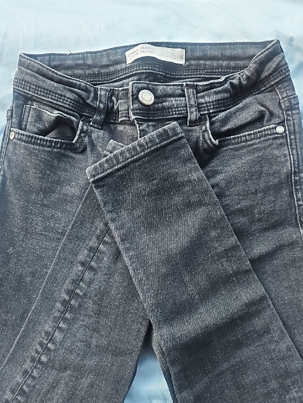 Zara Girls Black Washed Skinny Jeans